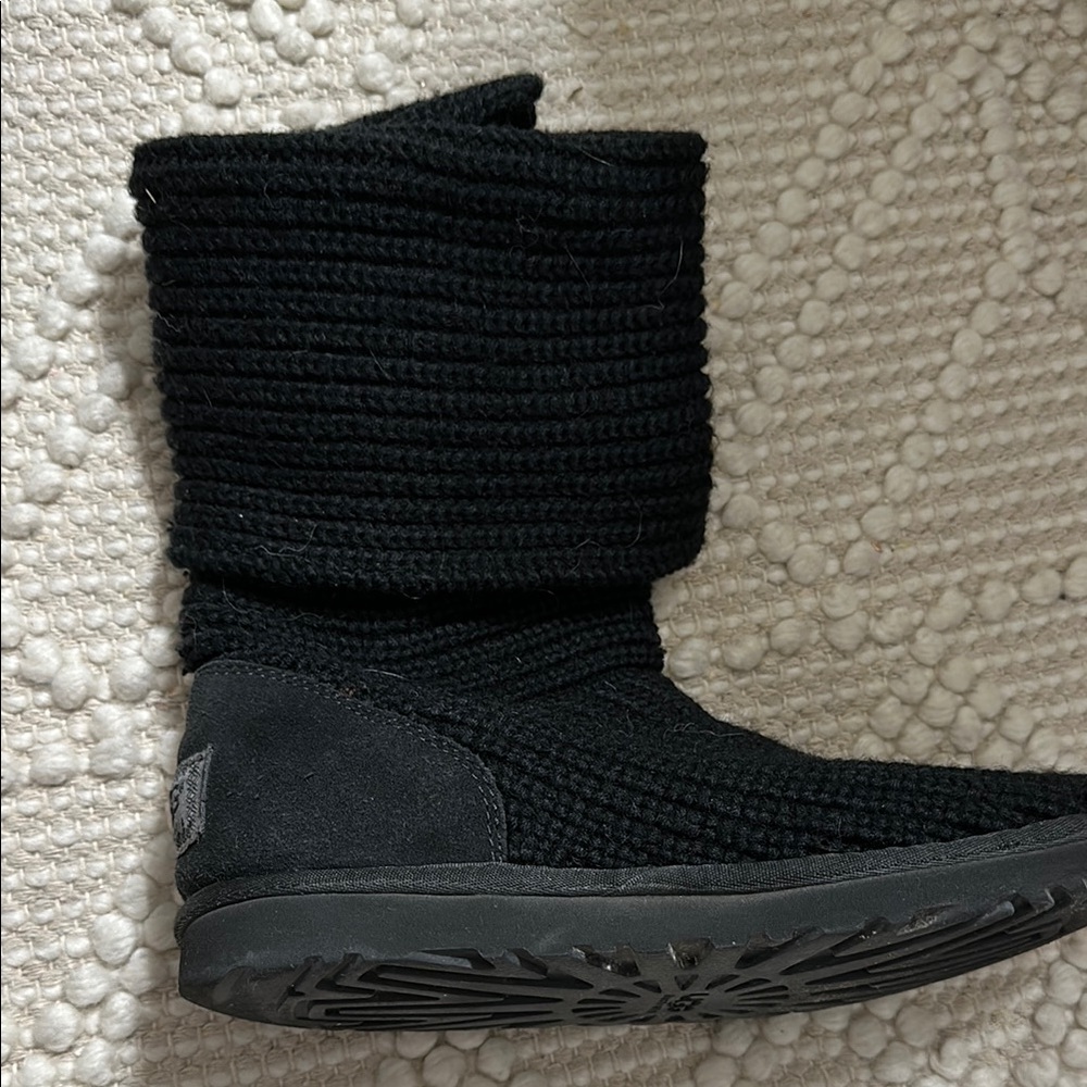 Black Knit UGG Button Boots - Picture 2 of 8